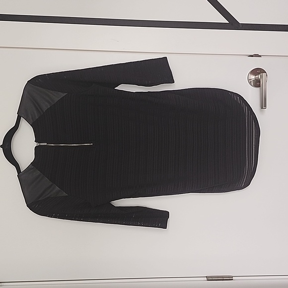 Dynamite long shirt/mini dress with leather(ette) detail. - Picture 3 of 5